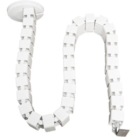 Kit de gestion des câbles, organiseur de câbles flexible réglable à quatre entrées pour bureaux, blanc, 1 pièce (carré, 130 cm)