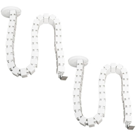 Kit de gestion des câbles, organiseur de câbles flexible réglable à quatre entrées pour bureaux, blanc, 2 pièce (carré, 130 cm)