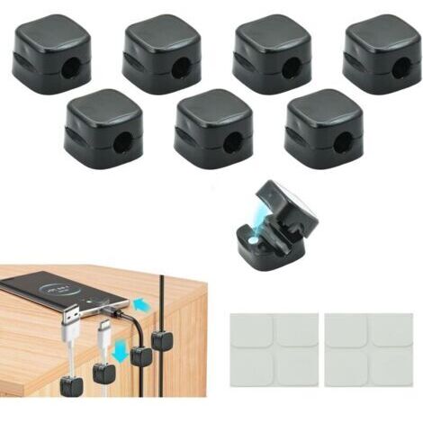 Kit de gestionnaire de câbles mini magnétique de bureau en 8 pièces pour fixer les câbles fermement aux fils de la cuisine du bureau avec des autocollants magnétiques et adhésifs