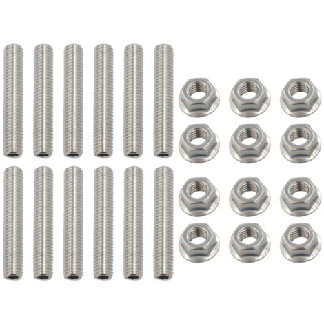 Kit de goujons de collecteur LS1 en acier inoxydable, compatible avec LSX, LS2, LS3, LS6, LS7 (4,8, 5,3, 6,0, 6,2 L) : 12 goujons M8 x 45 mm et 12 écrous à embase hexagonaux autobloquants M8.