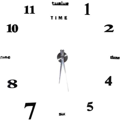 Kit de grande horloge murale bricolage moderne autocollant de surface de miroir 3D pour la salle de bureau à domicile