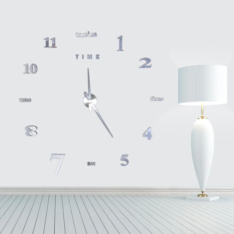 Kit de grande horloge murale moderne, autocollant de Surface de miroir 3D, pour la maison, le bureau et la salle de bricolage