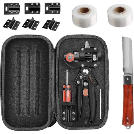 Kit de greffage 2 en 1 avec outil de greffage, outil de greffage en V et en U, idéal pour le greffage des arbres fruitiers, comprenant des rubans de greffage, un couteau à greffer et une lame de recha