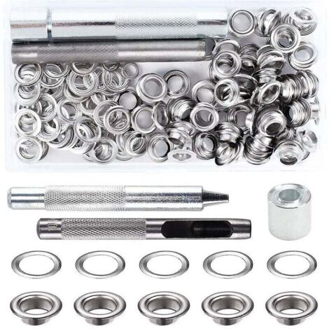 Kit de Grommets Eyelets Outils Metal Grommet Kit Oeillet avec Outils Oeillet pour Toile Bâche Tente de Réparation (8MM)
