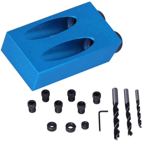 Kit de Guide de Perçage pour Bois 14 Pièces avec Angle Oblique de 15° pour Trous Précis