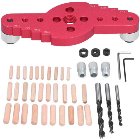 Kit de Guide de Perçage pour Chevilles, Poinçon et Gabarit de Perçage, Outils de Tracé Menuiserie 42 Pièces