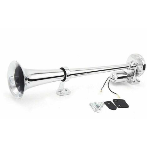 Kit De Haut-Parleur A Klaxon A Air Chrome Trompette A Tube Unique 150Db 12 V/24 V Universel Pour Camion De Train, Argent