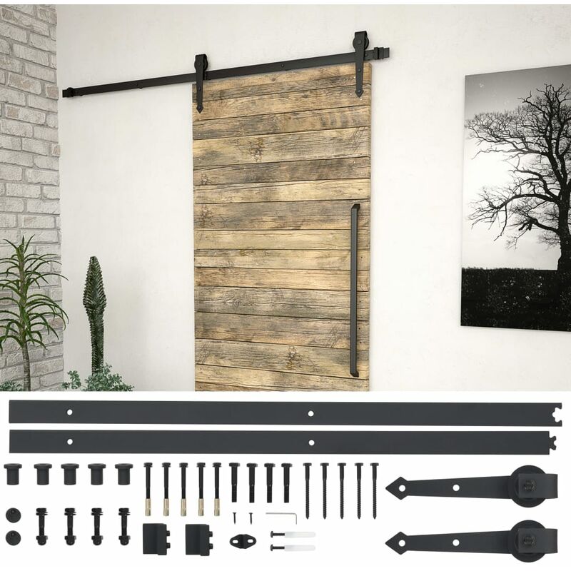 

Kit de herrajes para puerta corredera 183 cm acero negro
