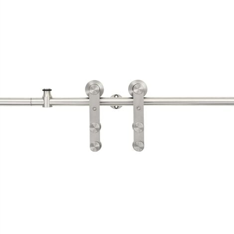 Kit de herrajes para puerta corredera 183 cm acero plateado vidaXL - Plateado