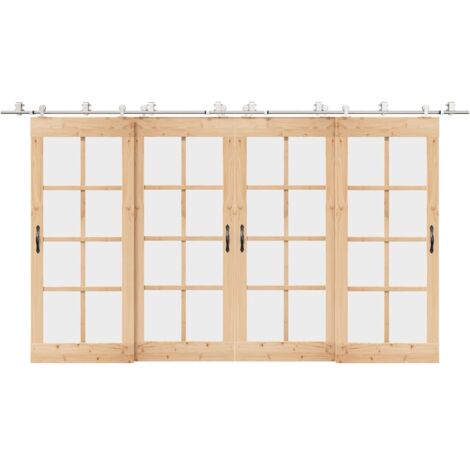 Kit de herrajes para puerta corredera 200 cm acero plateado