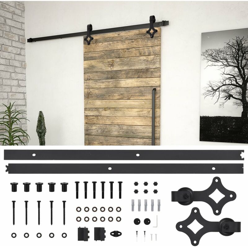 

Kit de herrajes para puertas correderas acero negro 183 cm