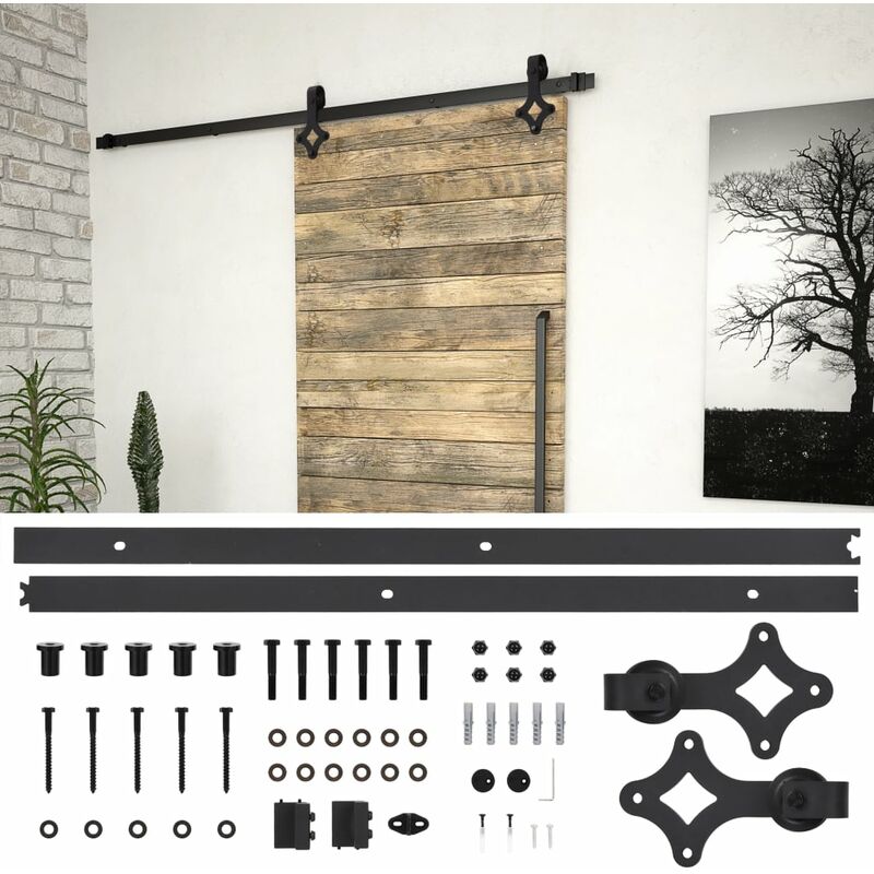 

Kit de herrajes para puertas correderas acero negro 183 cm - Negro