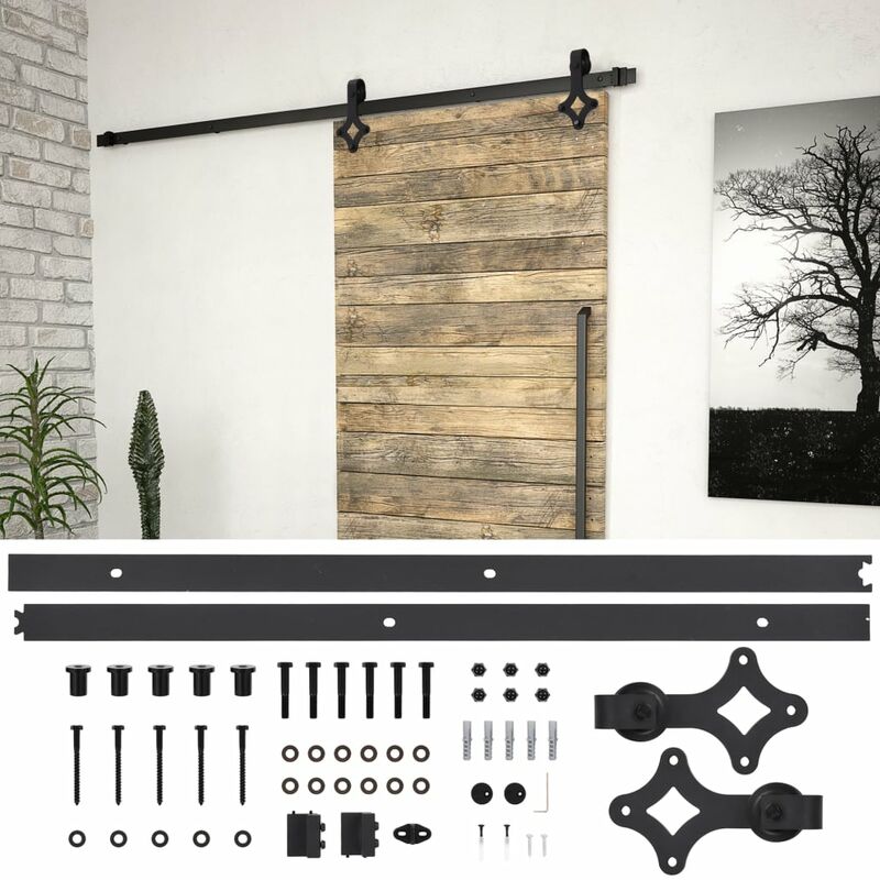 

Kit de herrajes para puertas correderas acero negro 200 cm