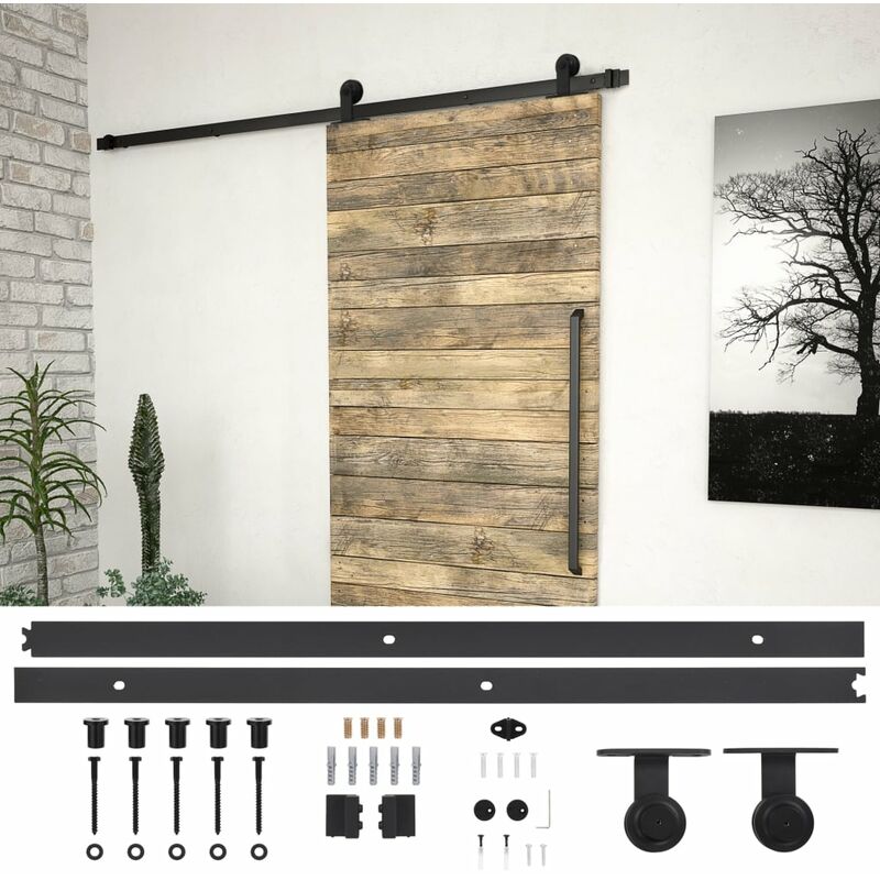 

Kit de herrajes para puertas correderas acero negro 200 cm