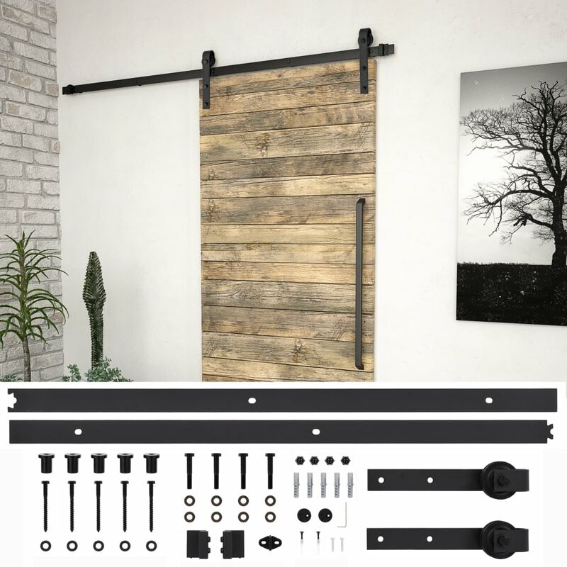 

Kit de herrajes para puertas correderas acero negro 200 cm