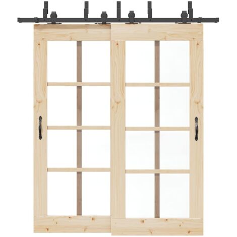 Kit de herrajes para puertas correderas acero negro 200 cm