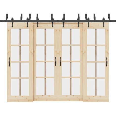 Kit de herrajes para puertas correderas acero negro 305 cm