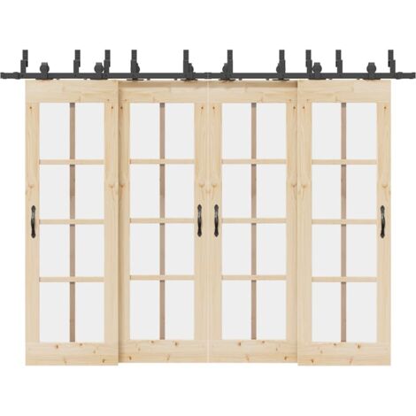 Kit de herrajes para puertas correderas acero negro 305 cm