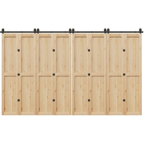 Kit de herrajes para puertas correderas acero negro 366 cm