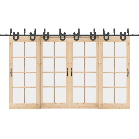 Kit de herrajes para puertas correderas acero negro 400 cm