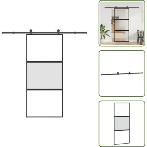 Kit de herrajes - vidaXL Puerta corredera set herrajes vidrio templado aluminio 90x205cm - Puerta de vidrio