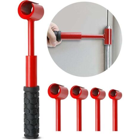 Kit de herramientas 4 en 1 para ajustar bisagras de puerta, herramienta roja de varios tamaños para alinear puertas de gabinetes, juego de llaves de acero para ajustar bisagras.