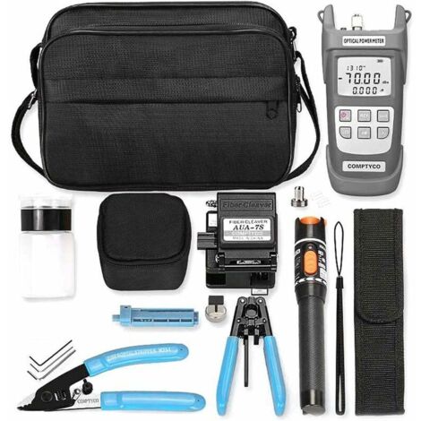 Kit de herramientas de apagado en frío de fibra óptica Empalmador de fibra multifuncional Medidor de potencia óptica Alicates para cables con aislamiento de goma Juego de cortadores de fibra
