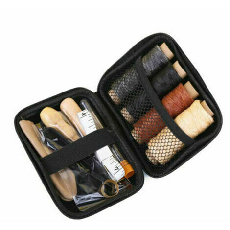 Kit de herramientas de costura de cuero de 28 piezas, agujas de coser de hilo encerado, agujas de coser de hilo encerado, 28 piezas