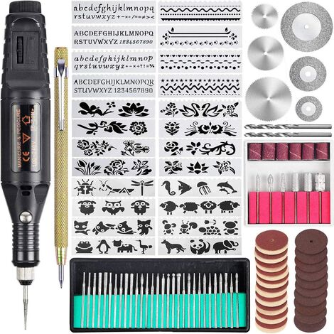 Kit de herramientas de grabado de 108 piezas, bolígrafo grabador con cable multifuncional, herramienta rotativa de bricolaje para joyería, vidrio, madera, metal