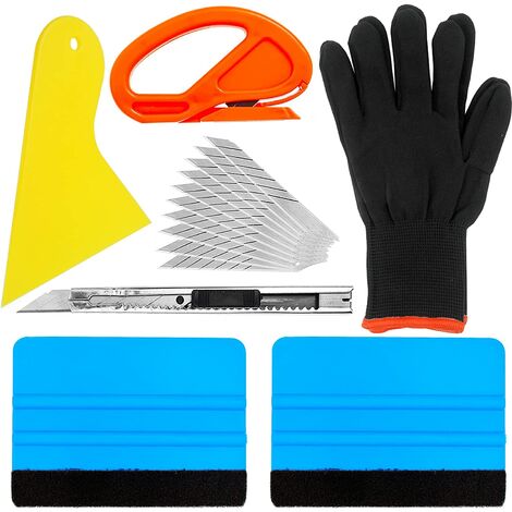 Kit de herramientas de instalación de revestimiento de vinilo para coche Kit de película de tinte de ventana con cortador de película, escurridor de borde de fieltro