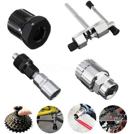 Kit de herramientas de reparación de bicicletas de 4 piezas, extractor de bielas, herramientas para reparar cadenas y herramienta para desmontar el eje de pedalier.
