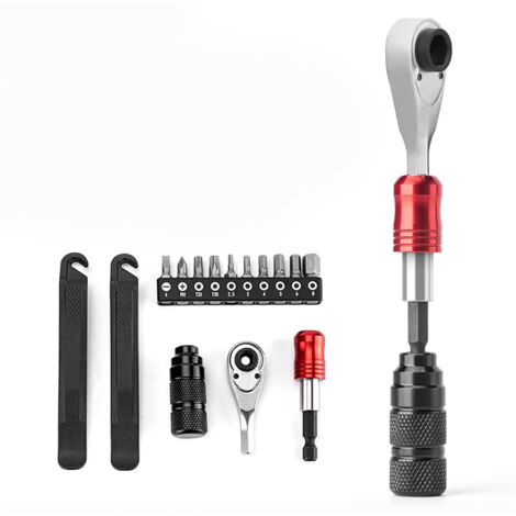 Kit de herramientas de reparación de bicicletas para cambiar cámaras de aire y neumáticos - Negro