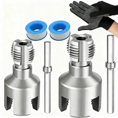 Kit de herramientas integrado para roscado interno y externo de tuberías con matrices de 1/2" y 3/4", kit de roscado de tuberías de PVC compatible con taladros eléctricos, herramienta de roscado de do