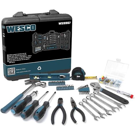 Kit de herramientas, juego de herramientas de reparación de regalo de 144 piezas para el hogar y el hogar, WESCO WS9967
