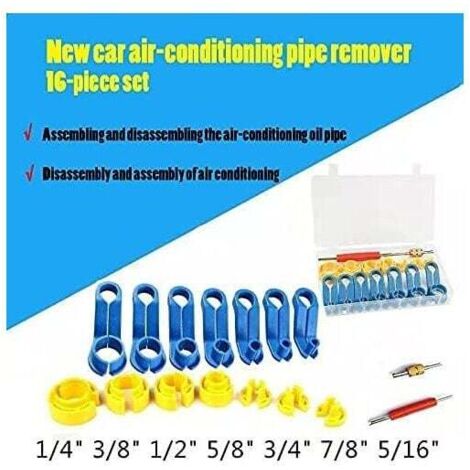 Kit de herramientas KZQ de 16 piezas para desconectar la línea de combustible del aire acondicionado de su automóvil, reemplazo de compresor, manguera de aire acondicionado, herramientas de reparación