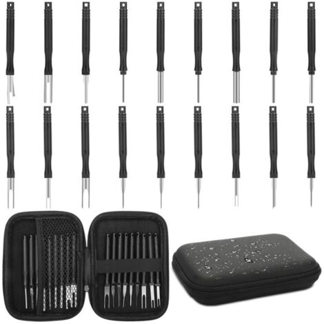 Kit de herramientas para extracción de terminales, juego de 18 piezas para extracción de pines, herramienta para extracción de pines, liberación automática de conectores eléctricos.