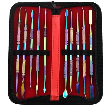 Kit de herramientas para modelar y tallar cera. Herramientas: Kit de 10 herramientas de cerámica de acero inoxidable con bolsa de transporte, herramientas de arcilla y herramientas para tallar a mano.