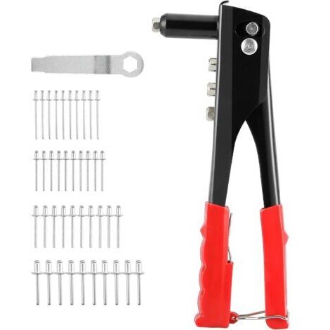 Kit de herramientas para remachar, remachadora pop profesional con 4 adaptadores de boquilla, juego de remachadora manual 4 en 1 con 100 remaches.