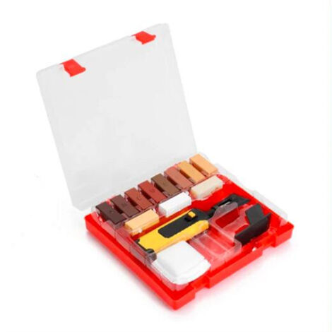 Kit de herramientas para reparar encimeras, suelos, arañazos, rozaduras y sistemas de encerado. Mango amarillo.