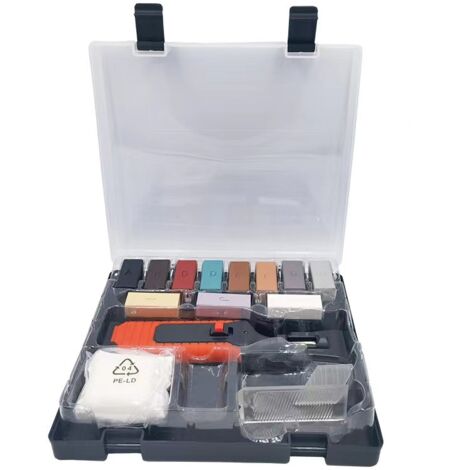 Kit de herramientas para reparar encimeras, suelos, arañazos, rozaduras y sistemas de encerado. Mango rojo.