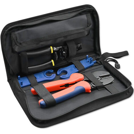 Kit de herramientas solares compatible con conectores MC4 de Qoltec  Crimpadora + pelacables