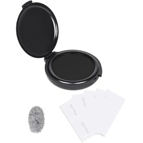 Kit de Huella Dactilar - Tinta Negra de Secado Rápido y Borrable - Set Completo con 10 Toallitas - Ideal para Autenticación de Documentos e Identificación