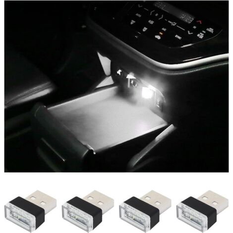 Kit de iluminación ambiental LED USB para interior de coche (4 piezas), luces nocturnas decorativas USB enchufables, kit de iluminación ambiental portátil para coche, accesorio universal para la mayor