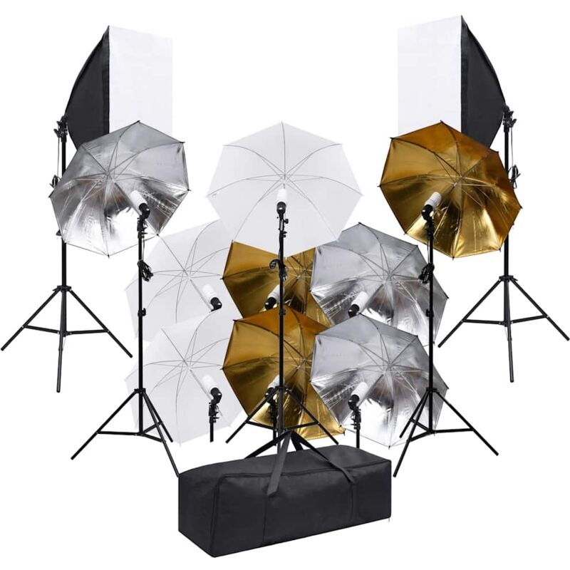 

vidaXL Kit de iluminación de estudio de fotografía y softboxes - Rojo