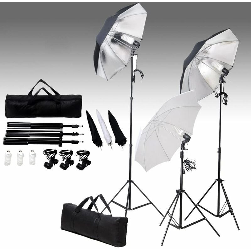 

Kit de iluminación de estudio trípodes y sombrillas 24 vatios