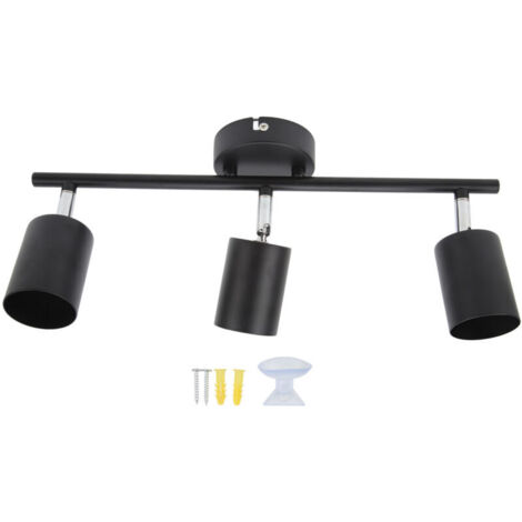 Kit de iluminación LED para riel Eosnow, 3 cabezales, brazo de 15,9 pulgadas, rotación de 90 grados, negro mate, 3 luces, kit de iluminación para riel GU10 de 85-265 V