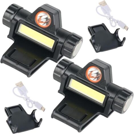 Kit de iluminación para casco de soldadura (2 grupos) Potente linterna frontal con doble fuente de luz giratoria, clip magnético, carga USB magnética y resistente al agua.