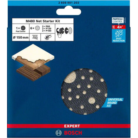 Kit de iniciación Expert M480 para lijadoras excéntricas de 150 mm 7uds.  BOSCH 2608901203