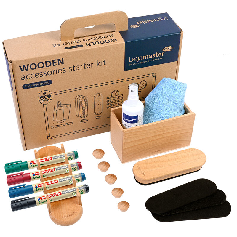 Kit de inicio de accesorios de madera para pizarras blancas