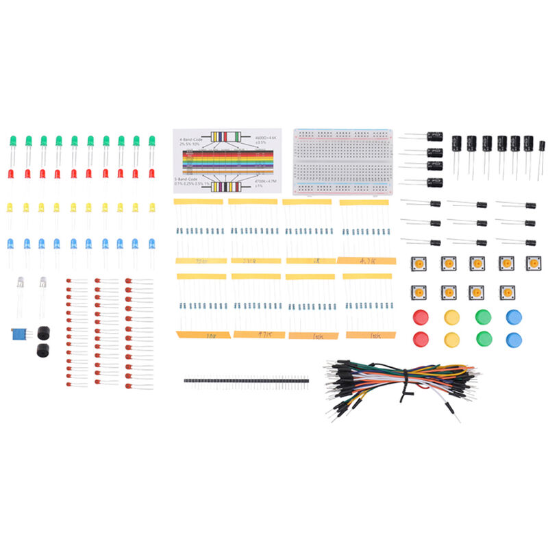 

Kit de inicio de componentes electronicos de bricolaje con caja de plastico